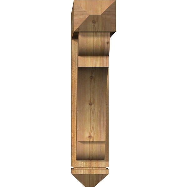 Olympic Arts And Crafts Rough Sawn Bracket W/ Offset Brace, Western Red Cedar, 8W X 38D X 38H